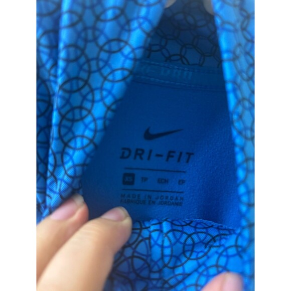 Nike Pro Pullover Top Womens XS Dri Fit Blue AOP 1/2 Zip Long Sleeve Geometric - Picture 3 of 5